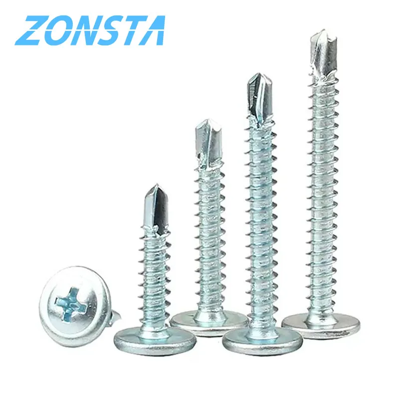 M4.2 Zinc Plated Phillips Truss Round Head Drill Type Self Tapping Screw Large Flat Head Self Tapping Screws Drilling Tail Screw