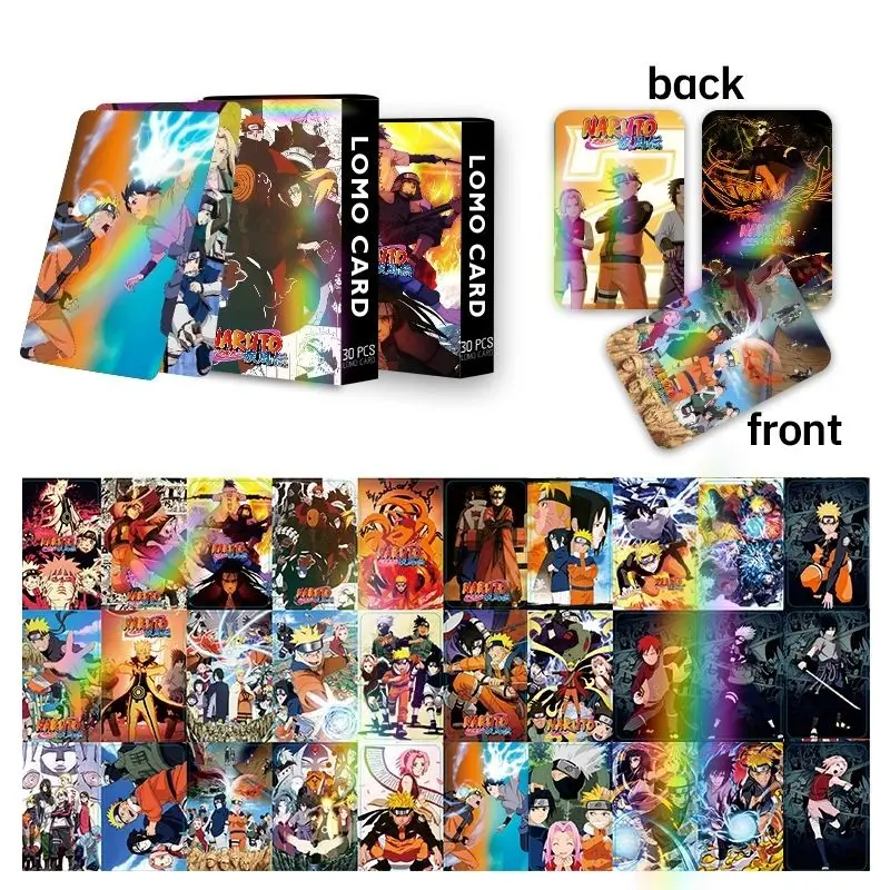 New anime Dragon Ball One Piece Naruto Goku Cartoon Laser laser double-sided flash card toy 30 holiday gifts