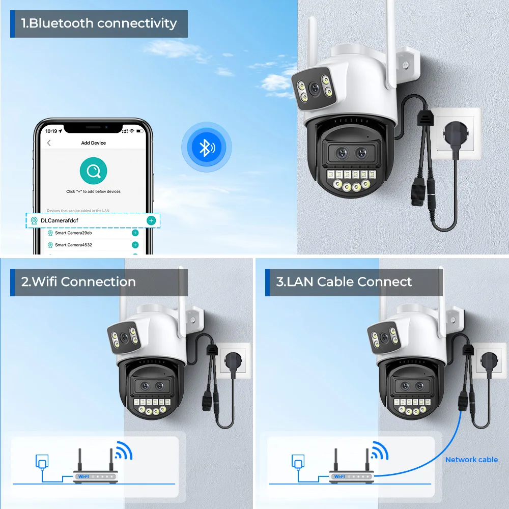 كاميرا BESDER 12MP 6K PTZ Wifi بعدسة مزدوجة 8X تكبير رقمي AI كشف الإنسان في الهواء الطلق 8MP CCTV IP كاميرا حماية أمنية iCSee