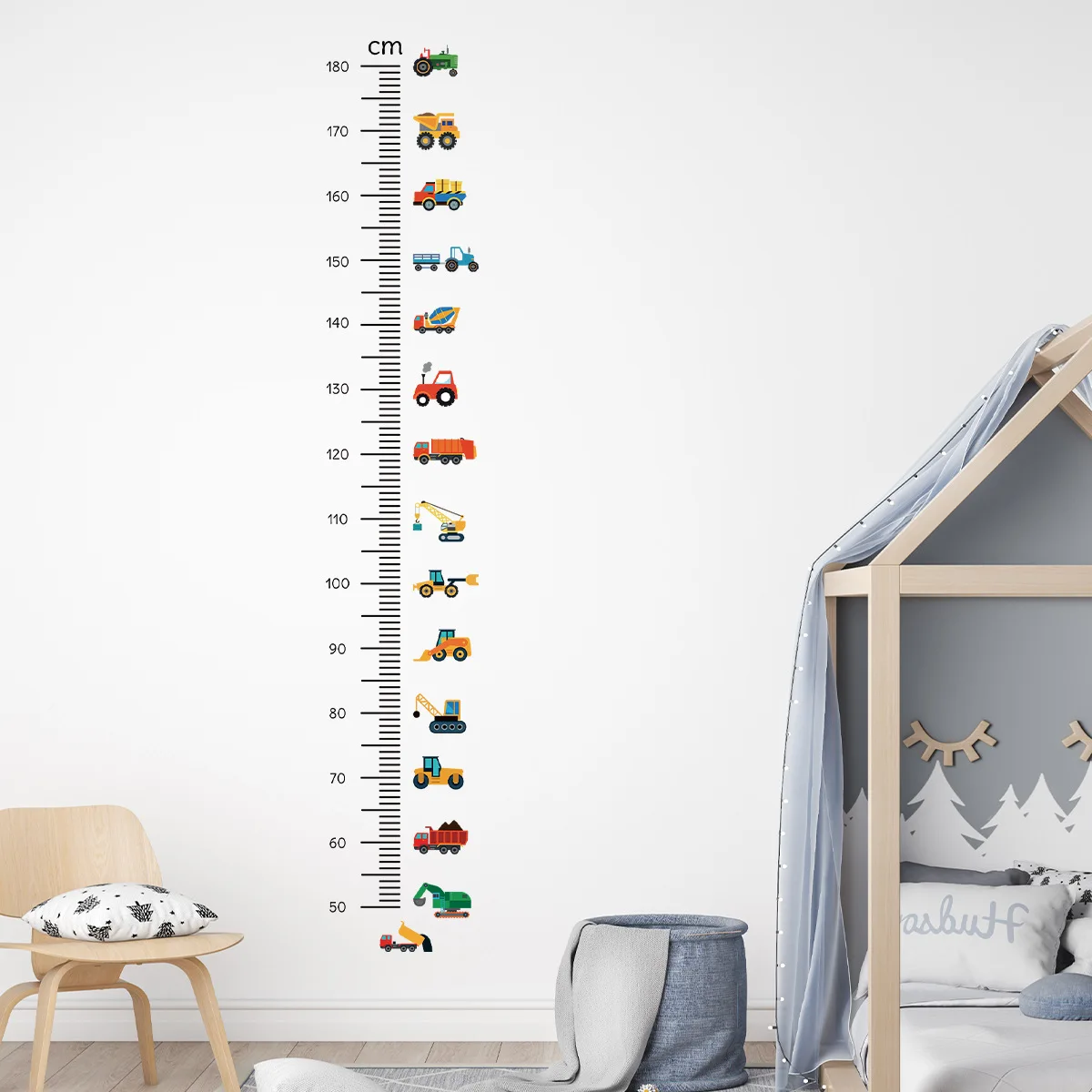 Cartoon Car Height Measurement Wall Stickers for Waterproof Removable PVC Kids Room Kindergarten Home Decoration