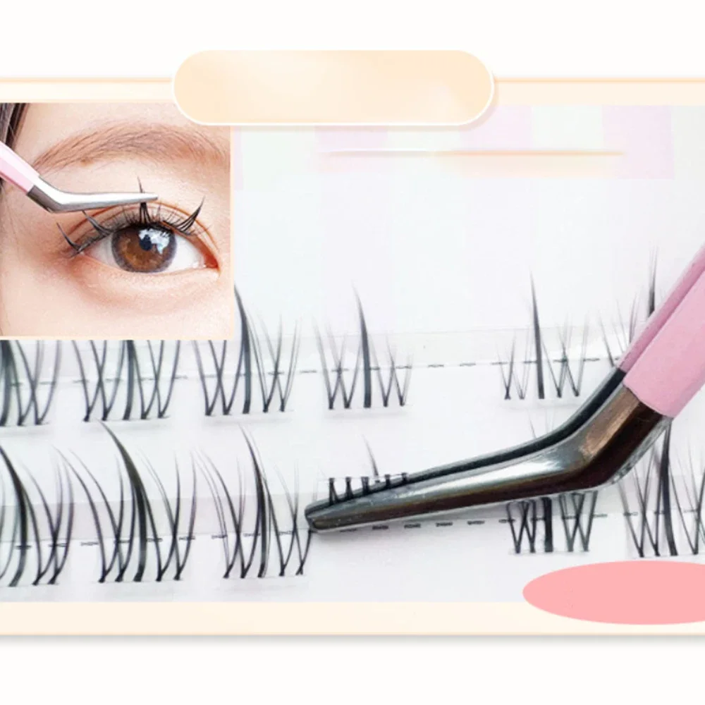 High Precision Stainless Steel Eyelashes Tweezers Round Head Superhard False Eyelash Tweezers Travel Makeup Tools