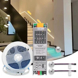 5M 10M Motion Sensor Stair Light Strip Set 24V SMD 2835 Water Flow Progressive Strip Light Auto-Off for Stairway Lighting Indoor