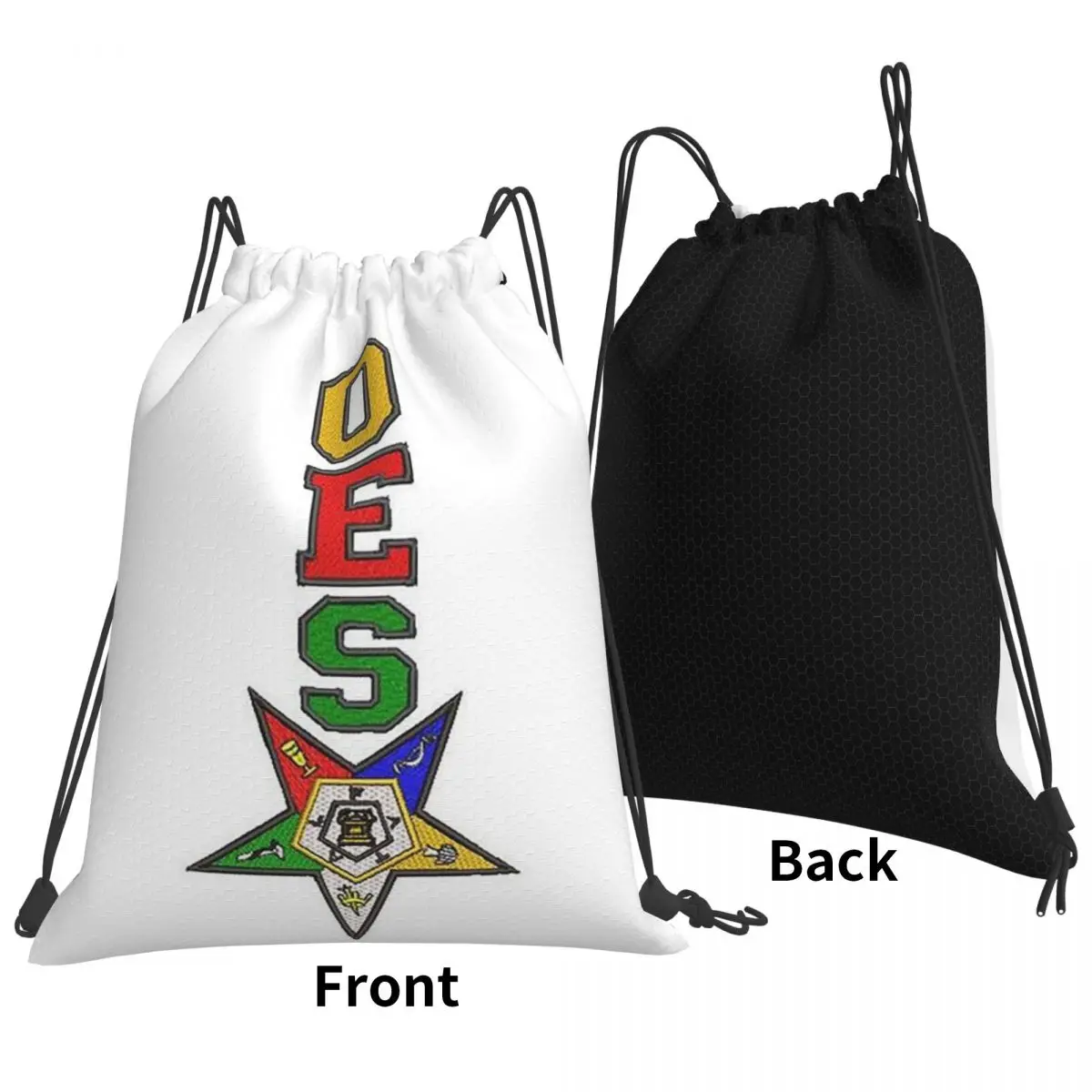 

Order Of The Eastern Star Logo OES Backpacks Casual Drawstring Bundle Pocket Sports Bag Book Bags for Travel School