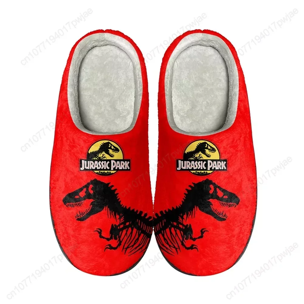 Jurassic Dinosaur World Park Zapatillas de algodón personalizadas para el hogar, felpa Unisex de alta calidad, moda informal, mantiene el calor, zapatos térmicos