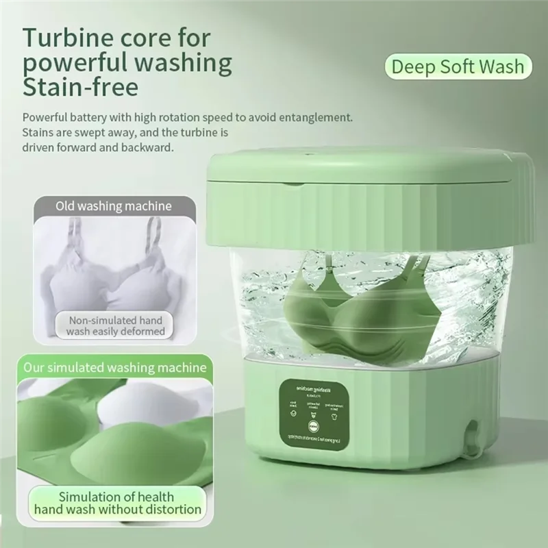 

-ABJZ Compact 8L Folding Washing Machine Ideal Forbaby Clothes Portable & Efficient EU Plug