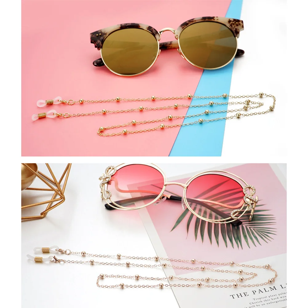 

2Pcs Stylish Metal Eyeglasses Chain Secure Glasses Neck Strap for Reading Sunglasses Anti-Fall Eyewear Retainer Rose Gold Silver