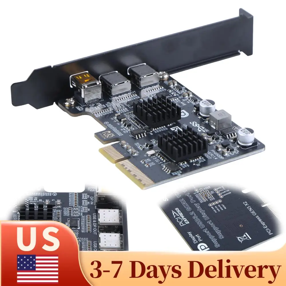 

Type-C Expansion Card ASM3142 Controller USB 3.1 10Gbps Gen 2 Expand Card Riser DP 4K Video Adapter Converter