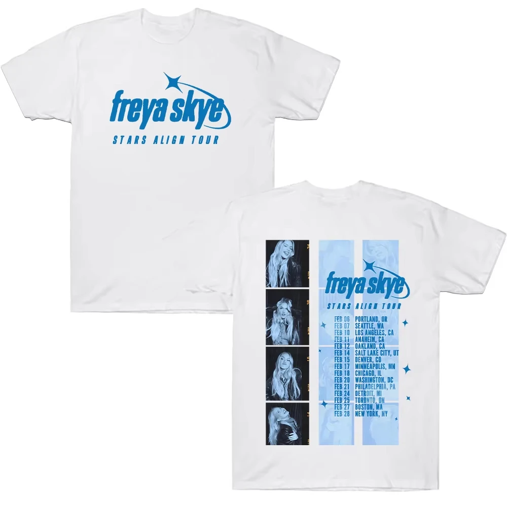 Freya Skye Stars Align Tour 2026 Poster Graphic Print T-Shirt Women Men High-street Harajuku Fashion O-neck Cotton Oversized Top