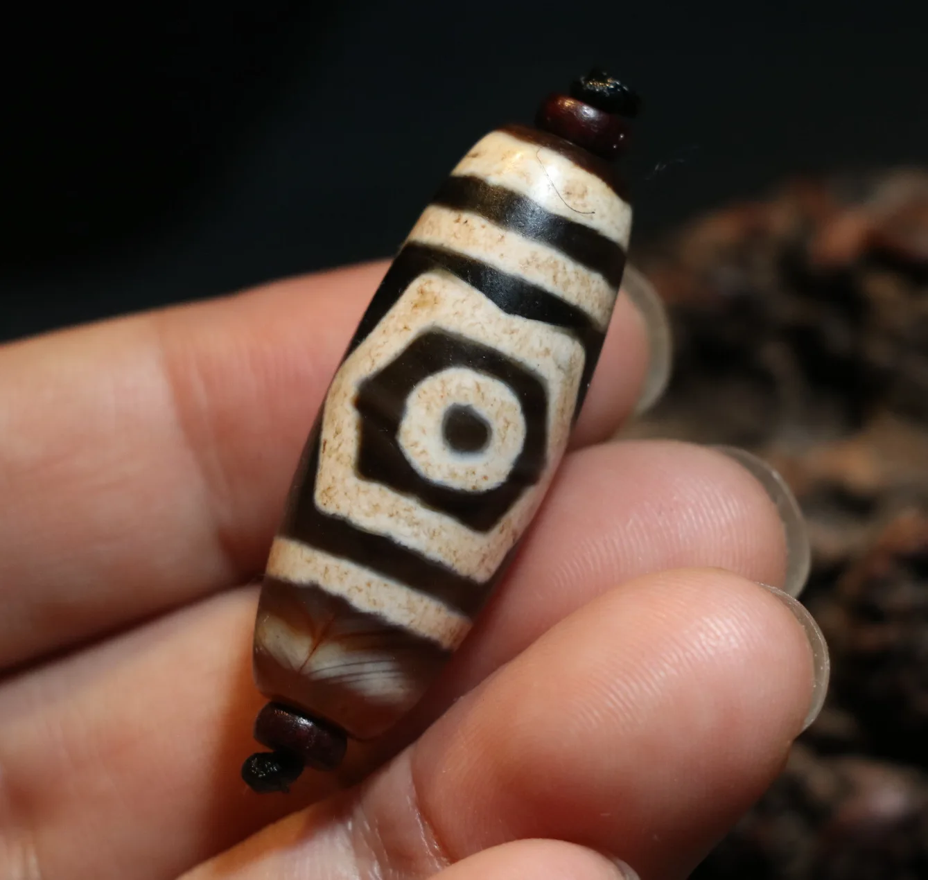 

A Magic Power Energy Tibetan Old Agate 3 Eye Wisdom Symbol dZi Bead Amulet Fit For Bracelet Talisman Timestown