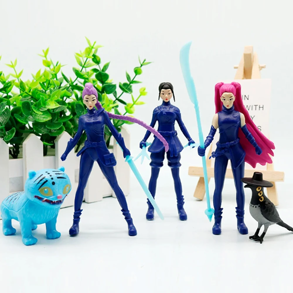 

11,5 см аниме 5-8 шт. набор KPop Demon Hunters RUMI、MIRA、ZOEY фигурка экшн-модели из ПВХ игрушечные украшения подарки