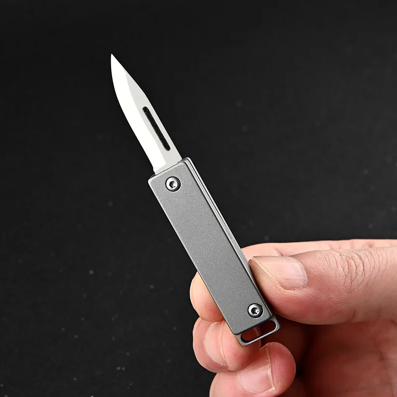 Titanium Alloy Mini Folding Knife Spin Handle Cutter Portable Keychain Pocket Knife Unboxing Multifunctional EDC Tools Gift