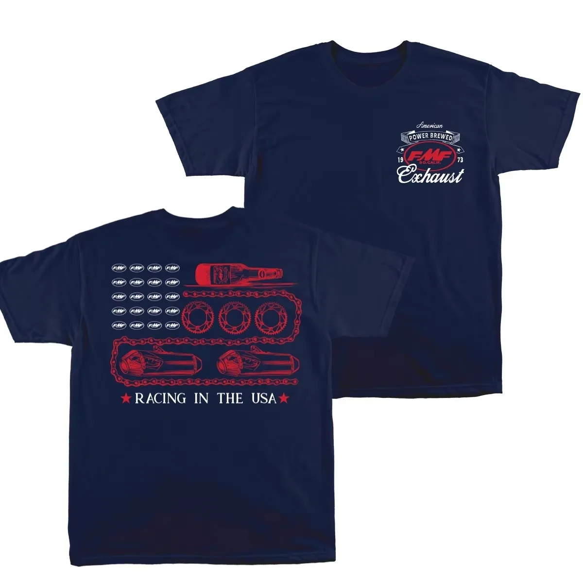 FMF Power Supply Company 1973 Vintage Motocross Racing Marken-Grafik-T-Shirt aus Baumwolle für Herren und Damen, Streetwear-T-Shirt – Detail 4