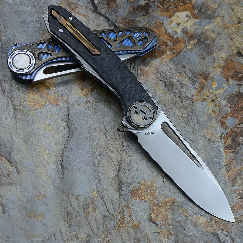 VENOM  HARPOON  folding knife M390 blade titanium outdoor camping hunting survival pocket kitchen fruit knife EDC tool knives