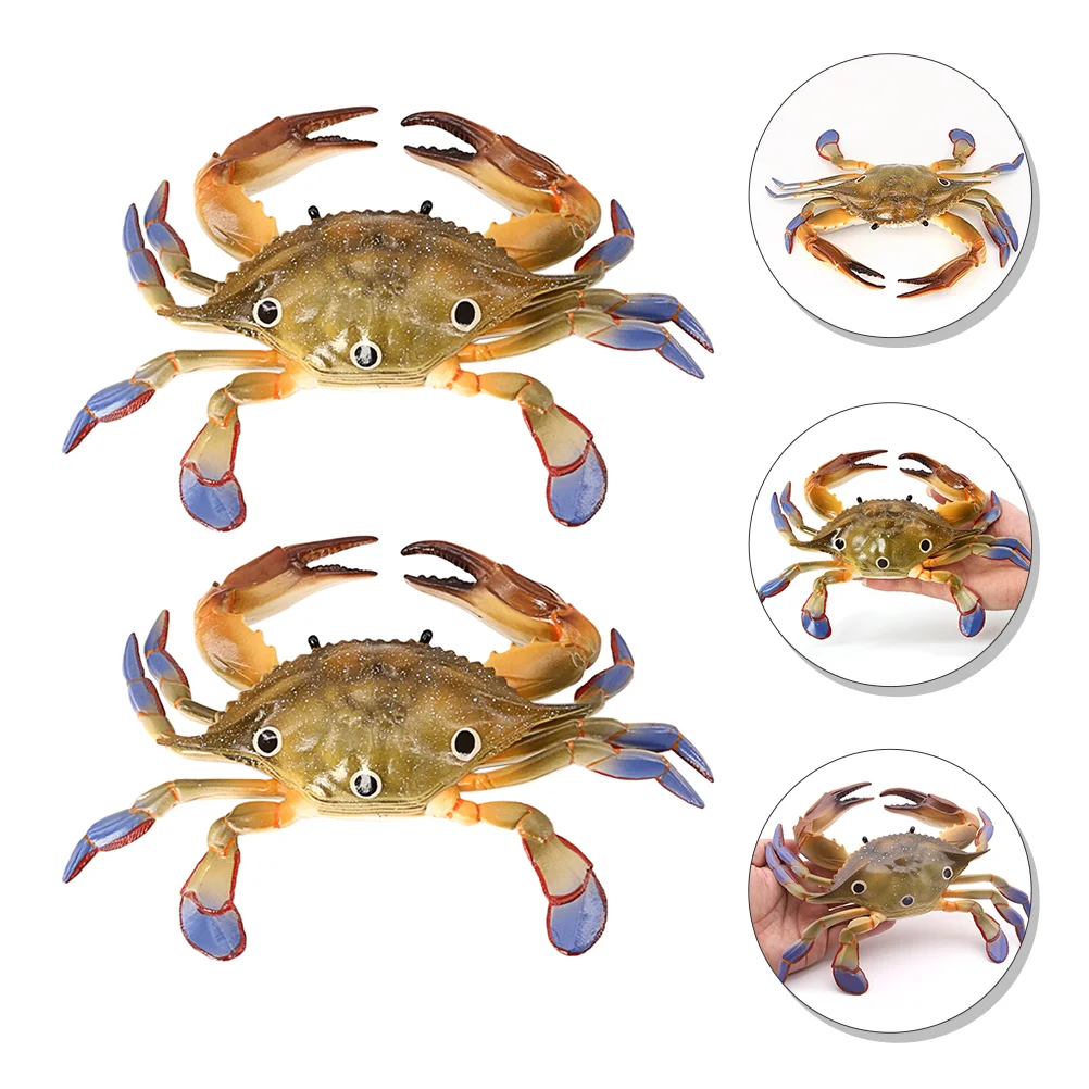 

2 Pcs Simulation Crab Model Gift Bags Crabs Toys Premium Material Cognitive Plaything Plastic Shaped Fake