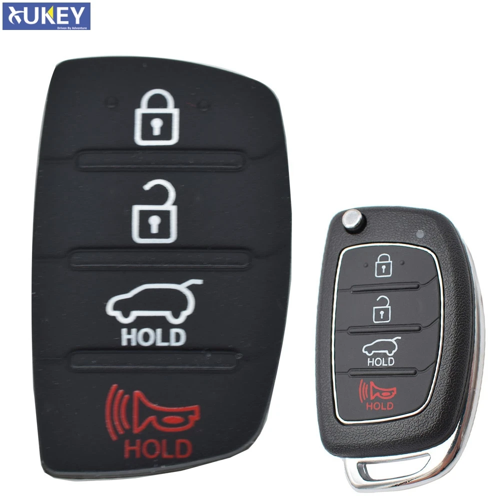 Car Rubber Key Pad For Hyundai Tucson Santa fe / ix45 Sonata i40 4 Button Repair Car Key Shell Replacement Cover Fob Case Skin