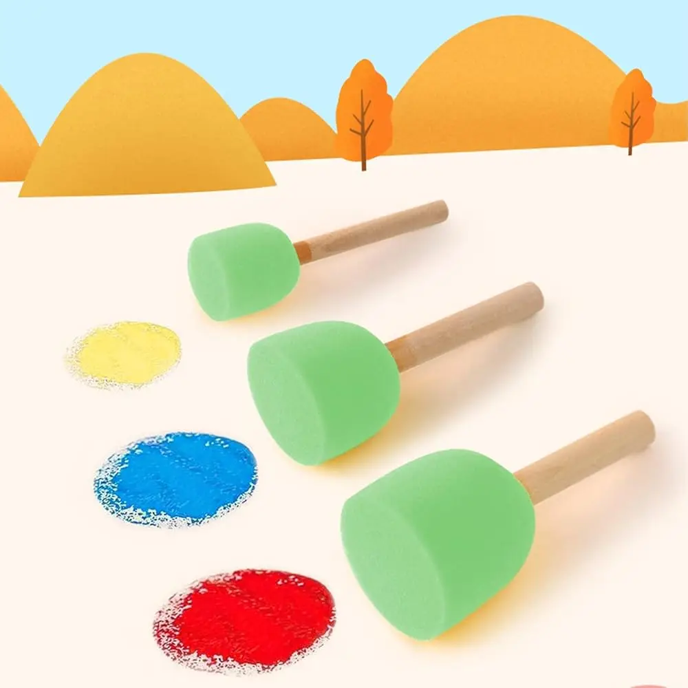 40 Pcs Assorted Size Round Sponges Brush Set, 4 Size Diy Paint Tools For Kids – Green
