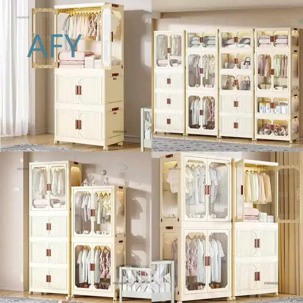Multi-layer Plastic Wardrobe for Bedroom for Modern Double Door Wardrobe for Home for Creative Multifunctional Apartment