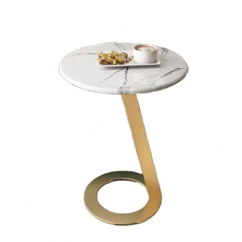 Living room small corner coffee table white top black round bottom office coffee table