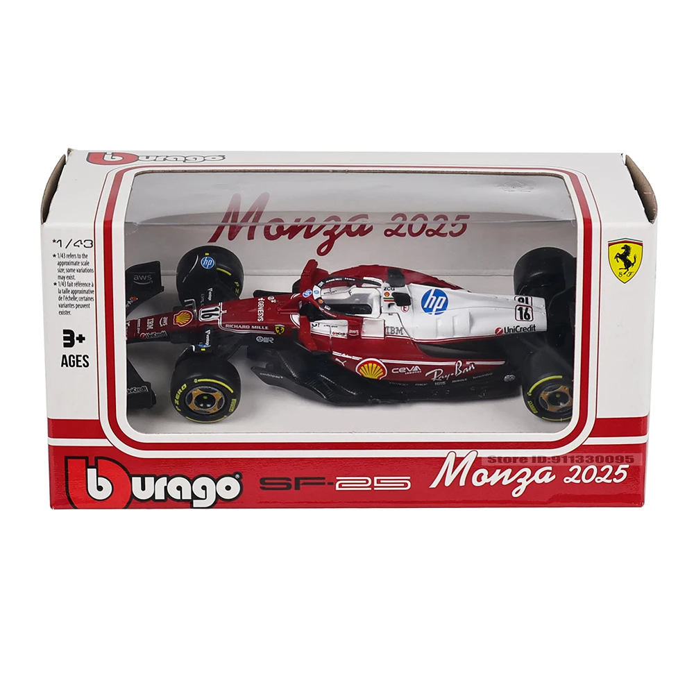 Bburago 1:43 2025 F1 Ferrari SF25 Monza #16 Charles Leclerc #44 Lewis Hamilton Alloy Car Die Cast Model Toy Collectible view 6