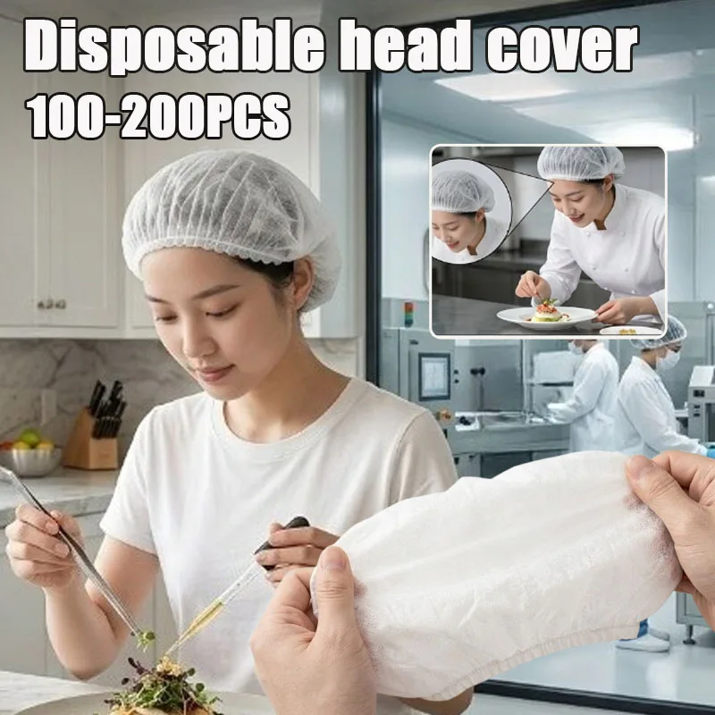 100-200PCS Non Woven Bouffant Caps Elastic Disposable Hair Net for Kitchen Lab Beauty Food Hygiene Dustproof Cap