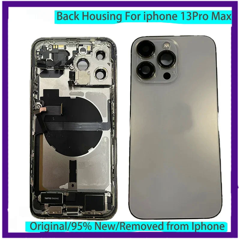 

Original Rear Back Housing Cover for iPhone 13Pro Max, Battery Cover, Rear Door with Chassis Frame, SIM Tray, Gifts