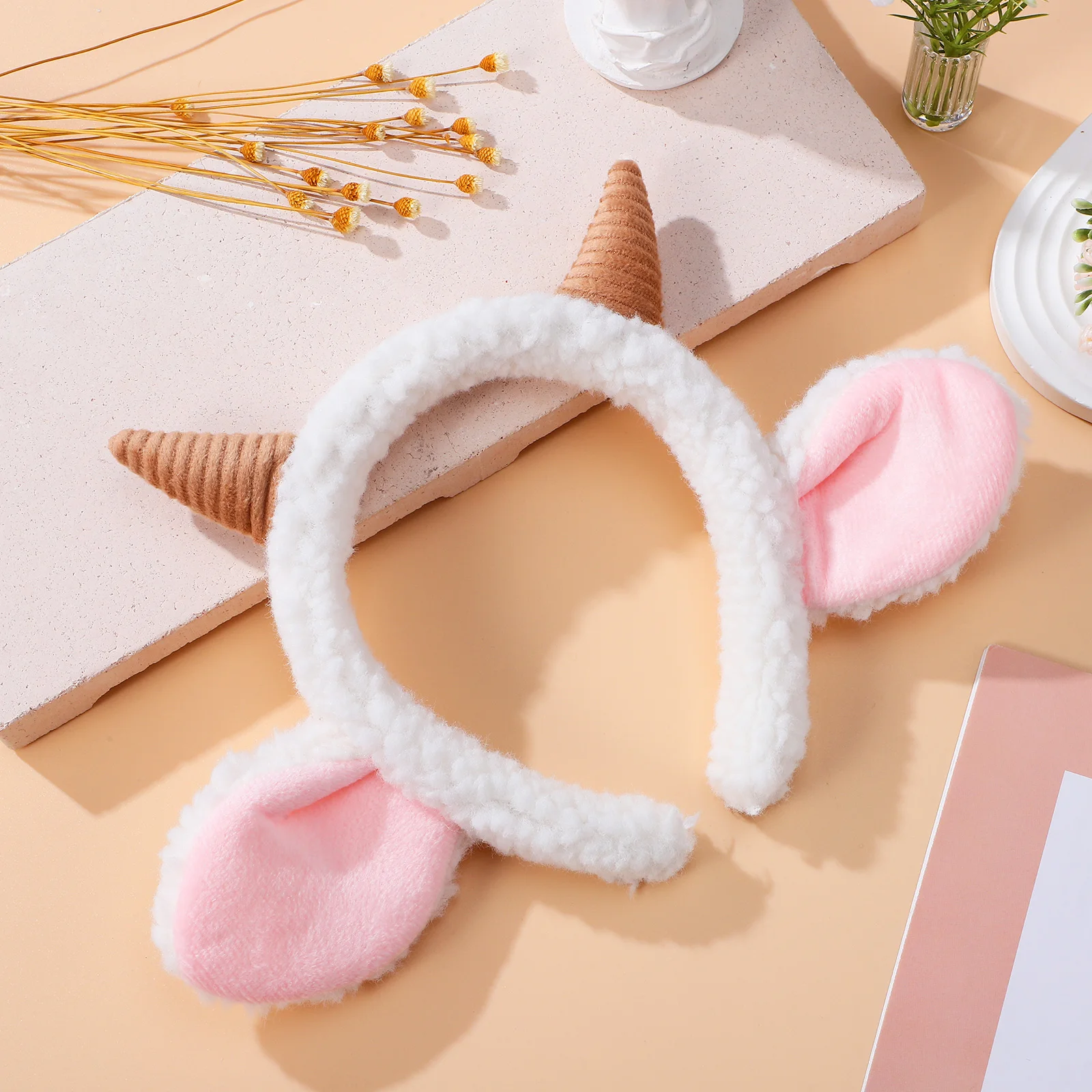 Makeup Headband Sheep Horn Lamb Costume Ears Lamp Cloth Cosplay Headband Fancy Dress Hair Hoop Lamb Costume Accessory NEW 2025