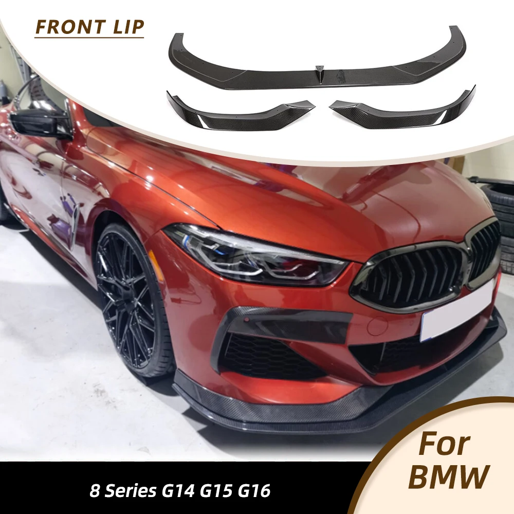Car Front Bumper Lip Spoiler for BMW 8 Series G14 G15 G16 M Sport 2018-2022 Car Front Racing Body Kits Splitter DRY Carbon Fiber