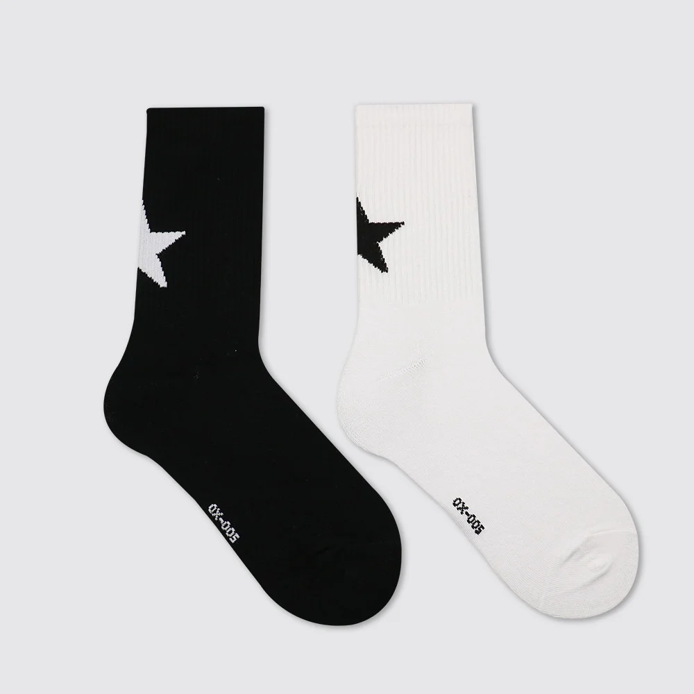 

Pentagram Socks Black White Women Harajuku Simple Sporty Cotton Style Star Ankle Socks Female Fashion Funny Striped Socks