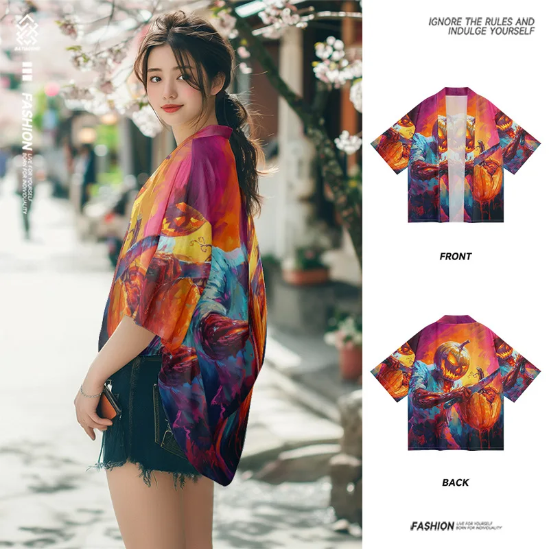 

Костюм на Хэллоуин, тонкая версия, древний китайский кардиган Hanfu Seven Sve, шило, свободный размер, принт 3D, свободный крой, женская одежда...