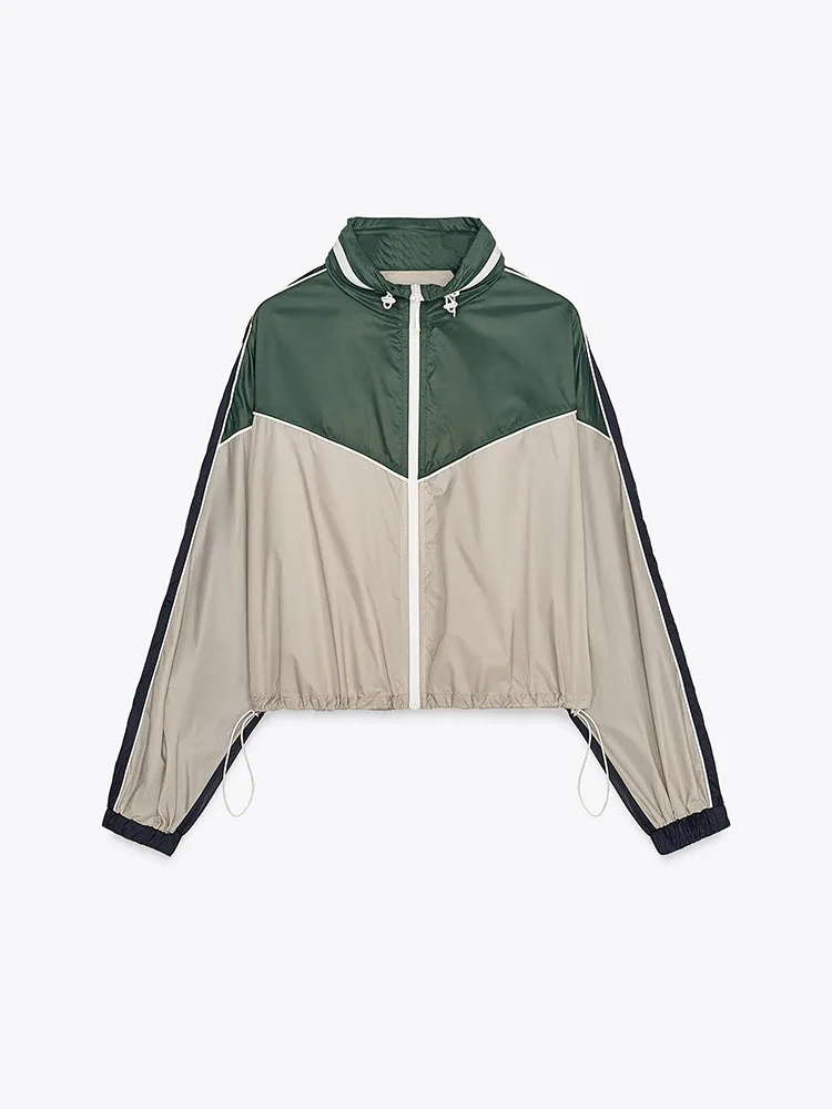 ربيع جديد وصول عادية اللون الدم مقنعين الوقوف طوق طويل Sve ort Jaet المرأة الشارع Sle يندبروف ملابس خارجية