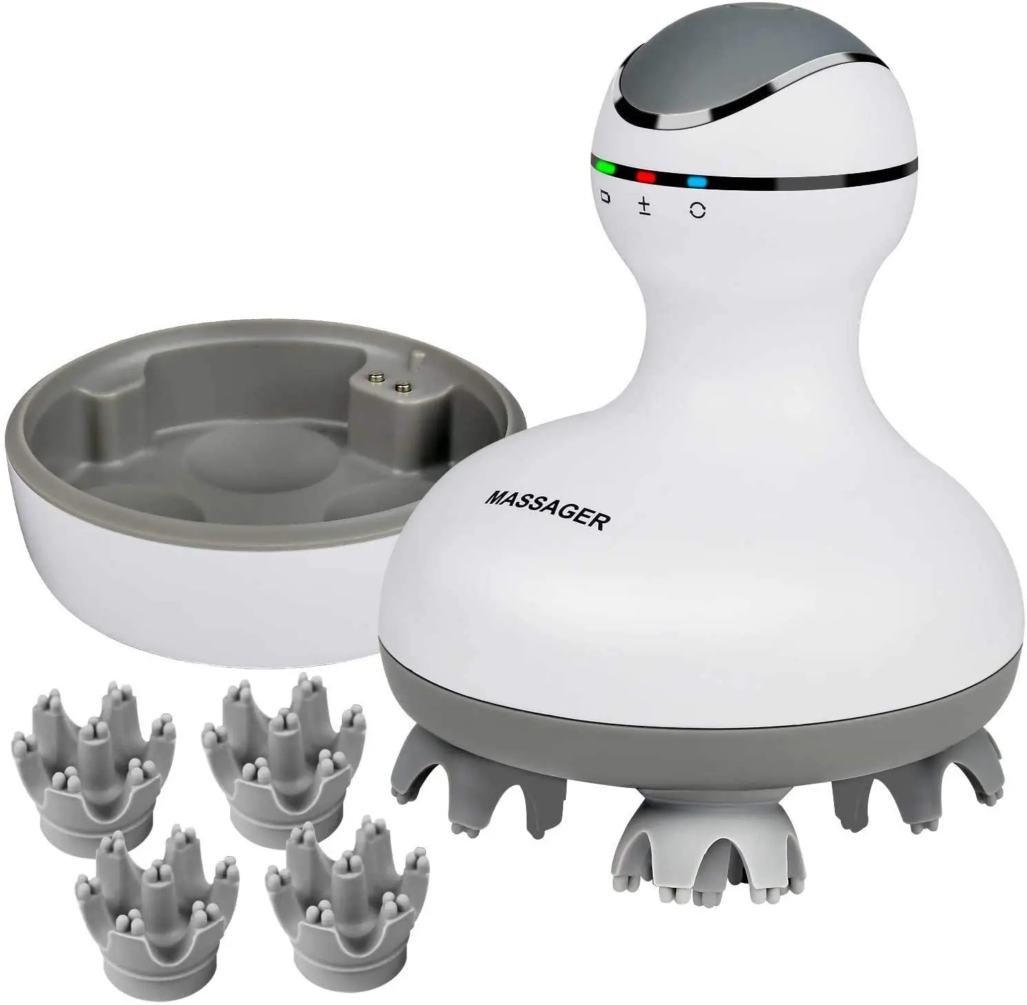 Electric Scalp Massager, Cordless ABS Silicone Head Massager, Kneading Massage Device, 140x110x110mm Waterproof Hair Massager