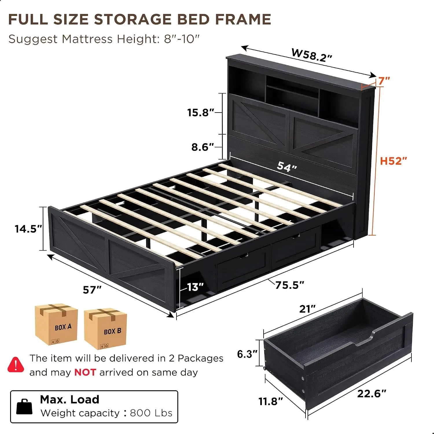 Farmhouse Storage Bed Frame 2