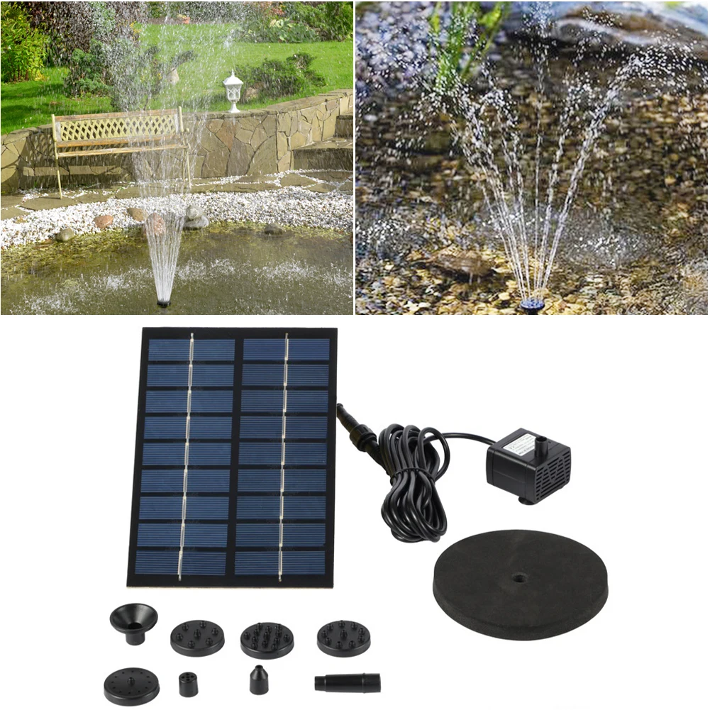 

Solar Panel Powered Water Feature Pump with 6 Nozzles Solar Powered Water Fountain Pump Garden Pool Pond Aquarium Fountain Decor