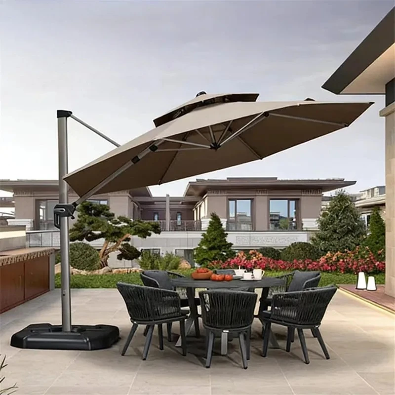 for Purple Leaf Outdoor Sun Umbrella Garden Roman Umbrella Solar Powered Balcony Terrace Parasol