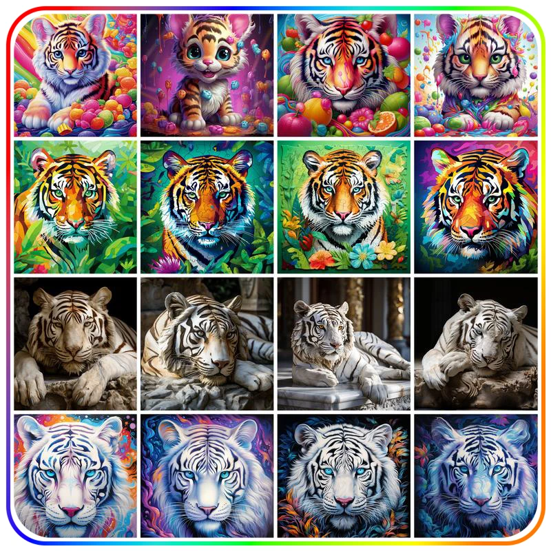 

SDOYUNO 5D Diamond Painting For Handiwork Animals Tiger Needle Arts Craft Diamond Mosaic Personalized Gift Living Room Decoratio