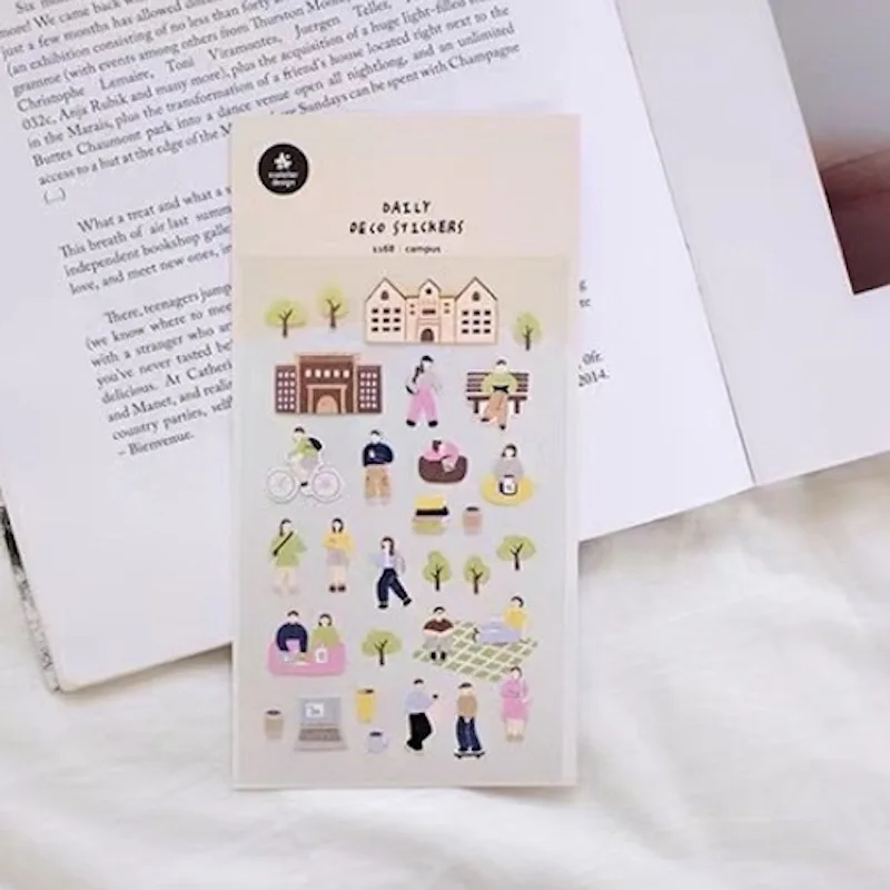 Korea Suatelier Campus Journal Stickers Diary Card Scrapbooking Cute Girl Sticker for Daily Decoration Craft Supplies 1168