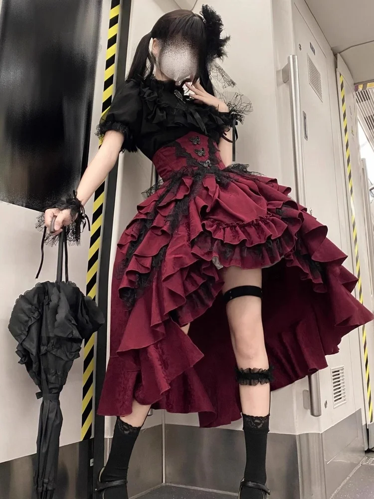 Conjunto de duas peças gótico sle loween lolita menina emagrecimento cintura design cisas cosplay k tema faionable conjunto feminino