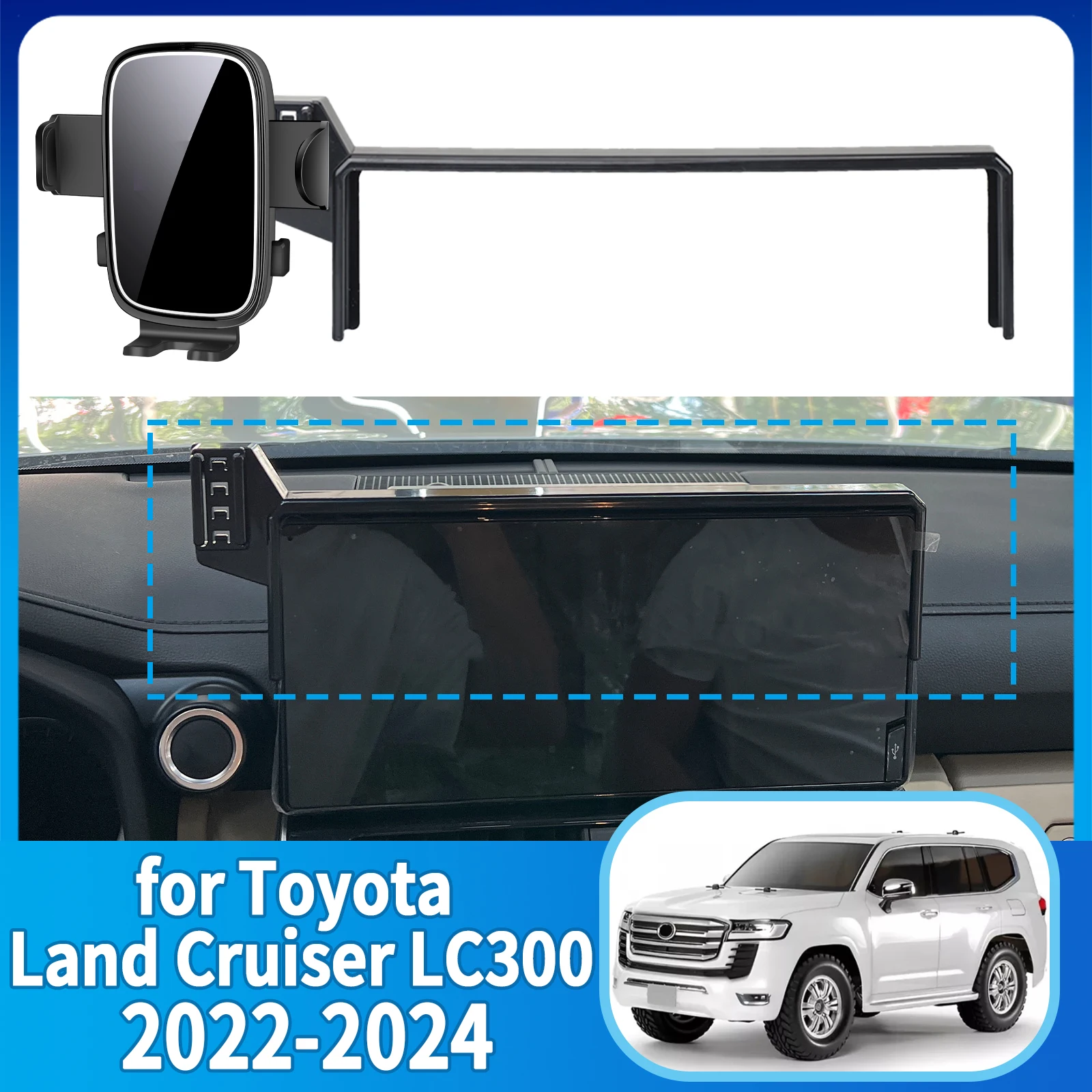 

fit for Toyota Land Cruiser LC300 2022-2024 (Screen with USB) Phone Holder, Dashboard Screen Mount Bracket Easy Installation