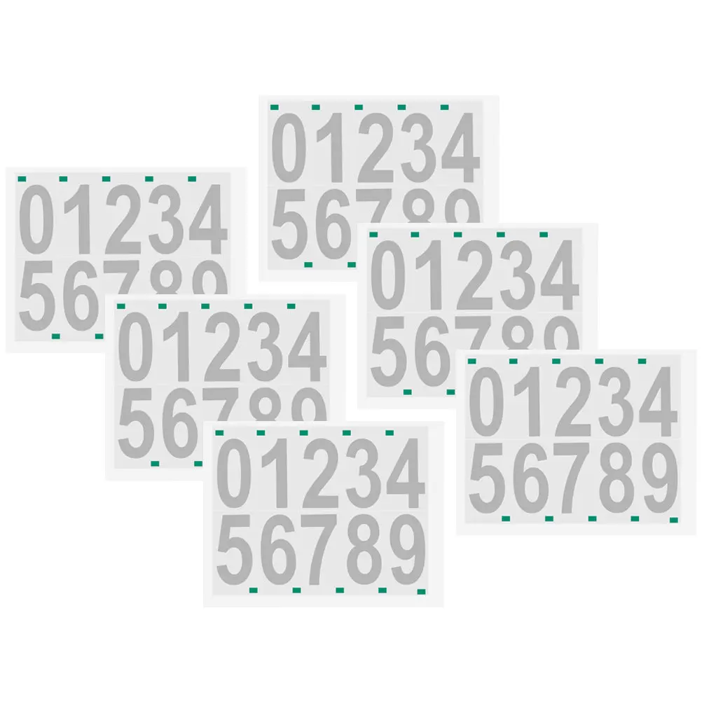 

6 Sheets Number Stickers 0-9 Self-Adhesive Reflective Vinyl Address Numbers for Mailbox House Exterior Signs Business Office