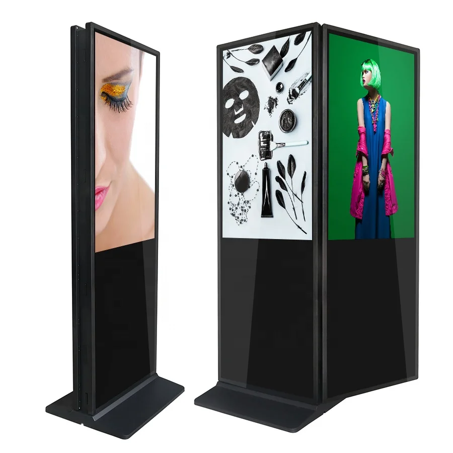 2023 new hot sale 65 inch indoor double sided lcd kiosk with touch and Android 9.0 2G RAM 8G ROM for Spain market