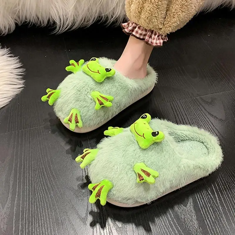 

Winter Slippers For Women Cozy House Slippers Indoor Shoes Frog Slipper Indoor Shoes Slip-On Winter Slippers Fluffy And Warm