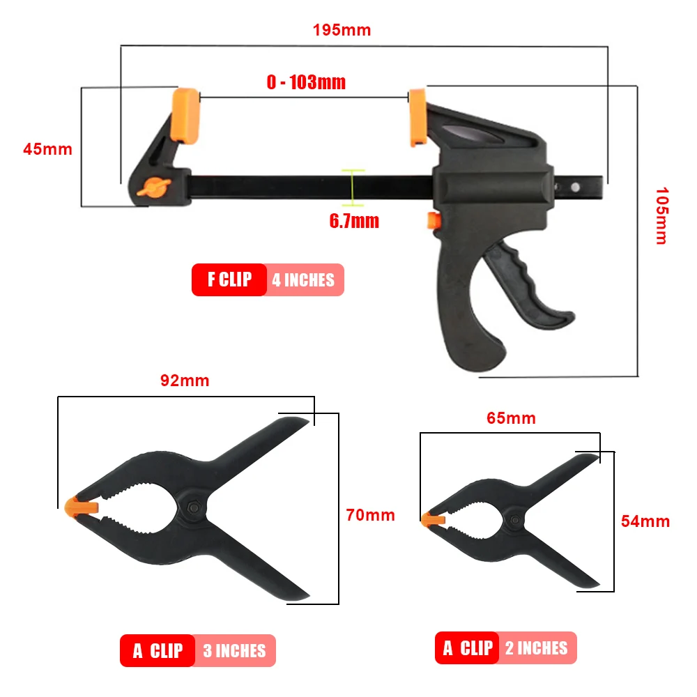 Oficina mecânica Tabela F Clamp, Kit fixo, Quick Ratchet Release, Speed Squeeze, Carpintaria, DIY Carpintaria Gadget, Ferramenta de mão, 4 Polegada