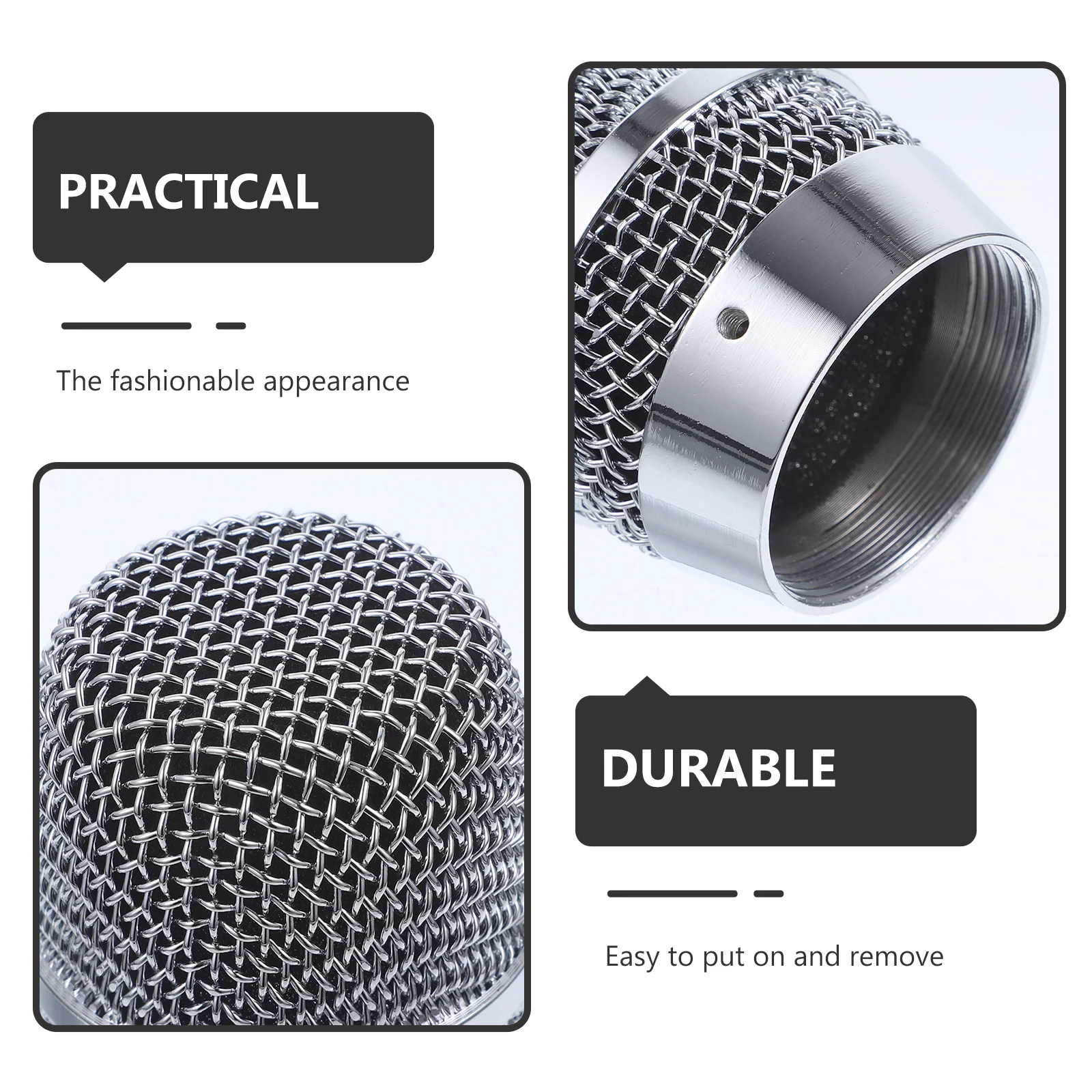 

Metal Microphone Grille Mesh Head Replacement Easy Install Remove for Wireless Mic Cordless Mic Supplies Accessories
