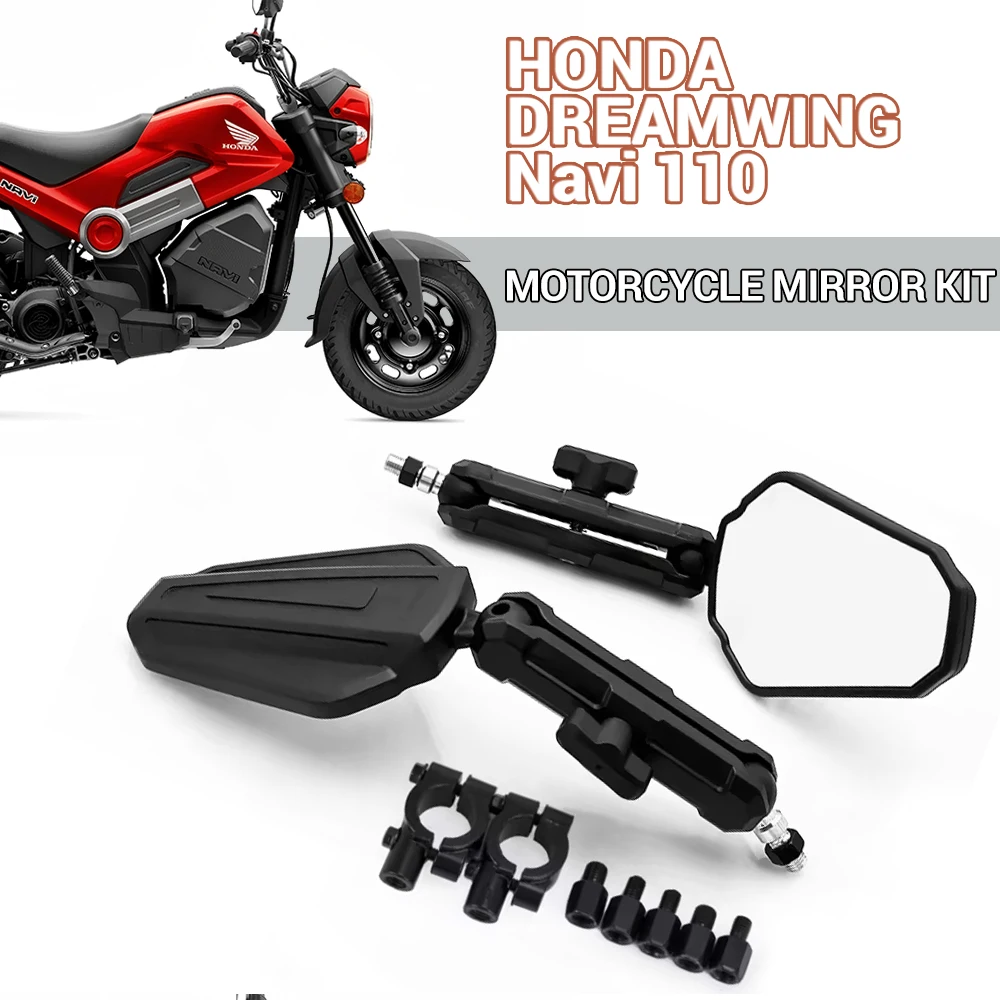 WB1 2 PCS Espejos Retrovisores Modificados para Motocicleta Todoterreno Adventure Cruiser para HONDA DREAMWING Navi 110 Navi110 Navi 110