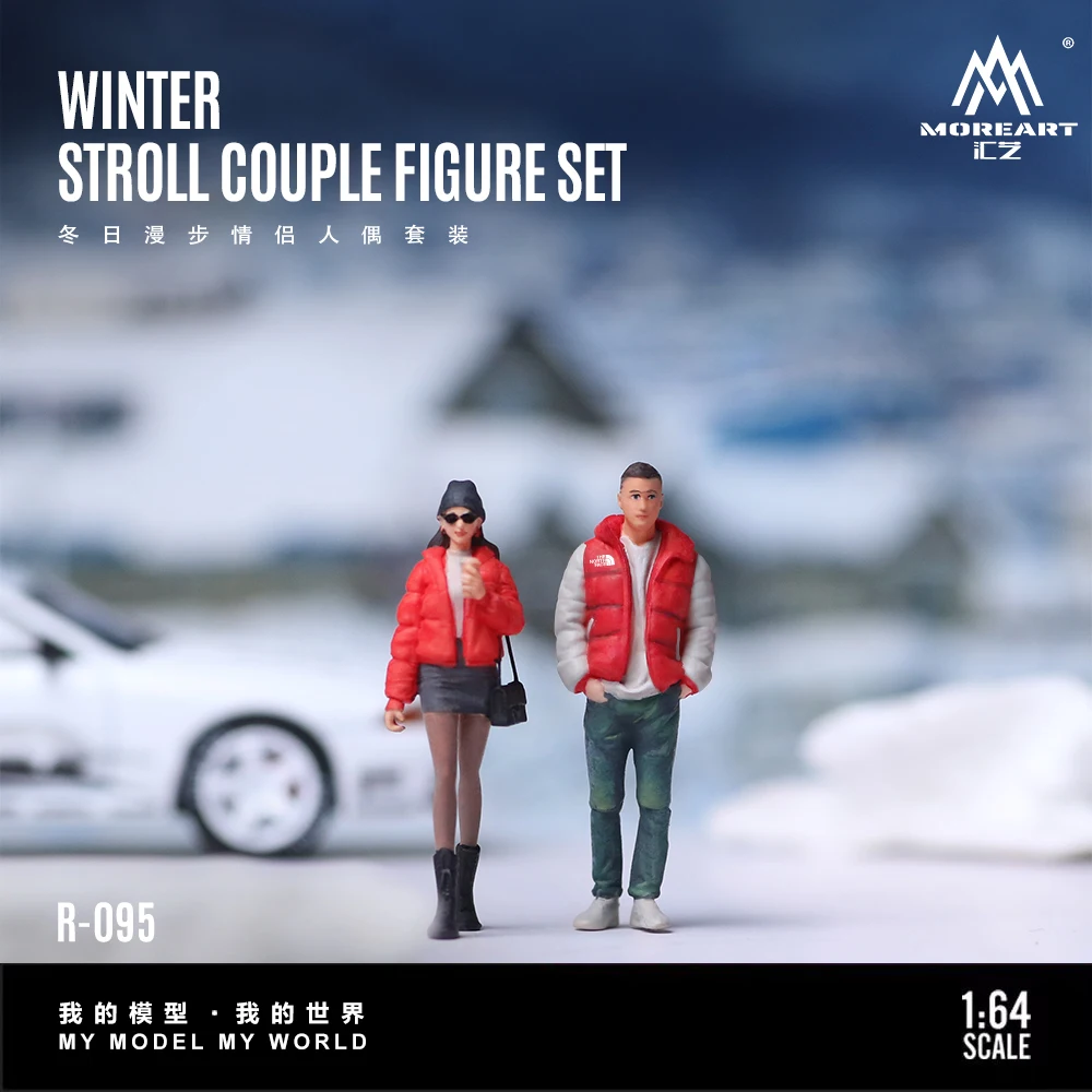 

*Pre-order*More Art 1/64 Winter Walking Couple Set Simulation Resin Model Mini Character Figures for Street Diorama Scene Decor