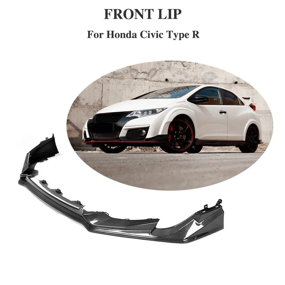 For Honda Civic Type R 2015 2016 Carbon Fiber Head Front Bumper Lip Spoiler Protector