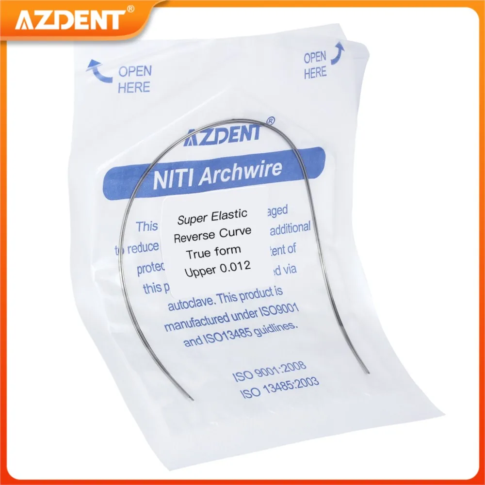 

2pcs/Pack AZDENT Dental Orthodontic Reverse Curve Round Rectangular Arch Wires True Form Super Elastic NITI Alloy