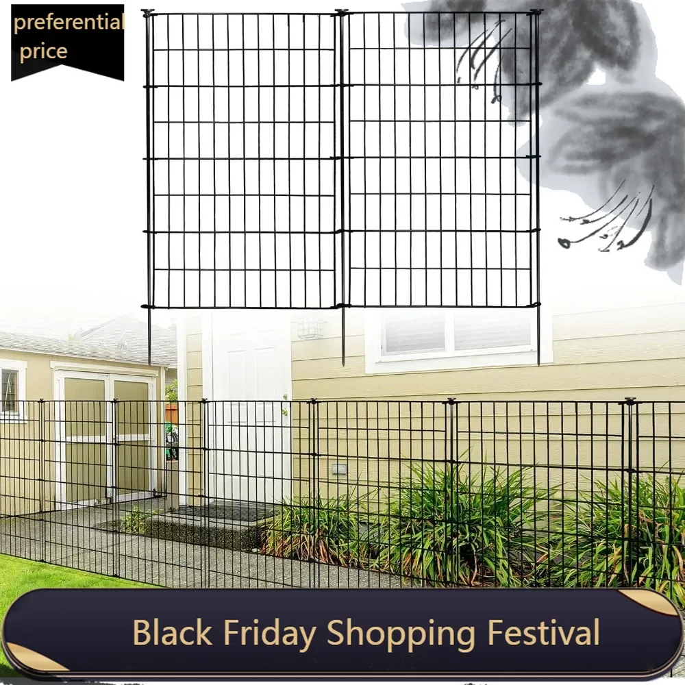 

Garden Fence 5 Panels 40 in (H) x 11.6 ft (L) Outdoor Rustproof Metal Dog Pet Fence Animal Barrier, Garden Fencing Panel Border