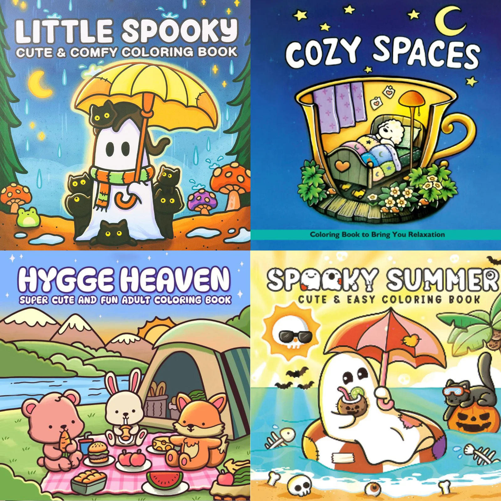 Simpatico libro da colorare comodo (2 pezzi) per il relax degli adolescenti e degli adulti con 24 pennarelli, perfetto regalo di compleanno e Natale di Halloween