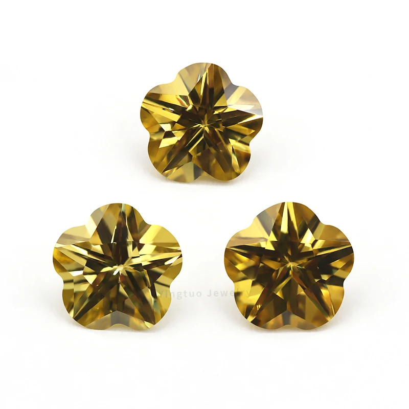 

Hot Product Olive Cubic Zirconia Flower Shape CZ Gems Stone for Jewelry